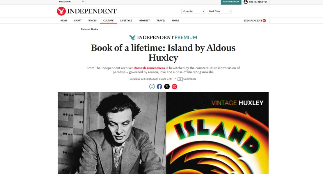 Book of a lifetime: Island by Aldous Huxley